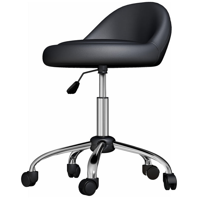 Höhenverstellbarer drehbarer Rollhocker, Kunstleder, schwarz