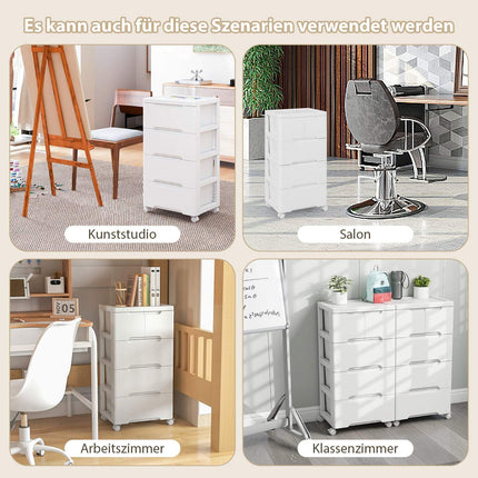 Rollbarer Aufbewahrungsschrank mit 5 Schubladen, PP-Material