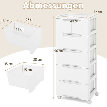 Rollbarer Aufbewahrungsschrank mit 6 Schubladen, PP-Material