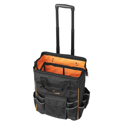 Rolling Tool Bag With Wheels, 110 lb, 25 Pockets