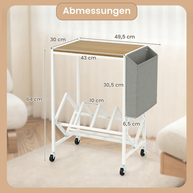 Support de platine roulant avec rangement pour vinyles et porte-revues