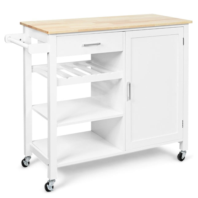 Küchenwagen mit Rollen Mobile Kücheninsel mit Schublade 100 x 48 x 90 cm Weiß