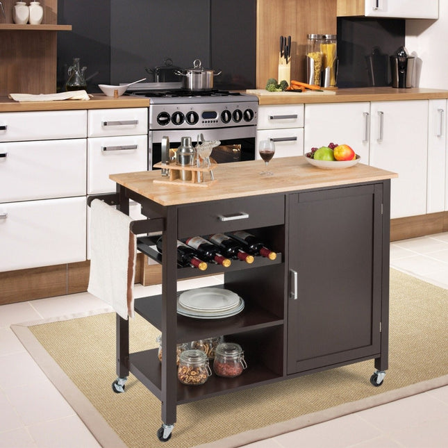 Küchenwagen mit Rollen Mobile Kücheninsel mit Schublade 100 x 48 x 90 cm braun