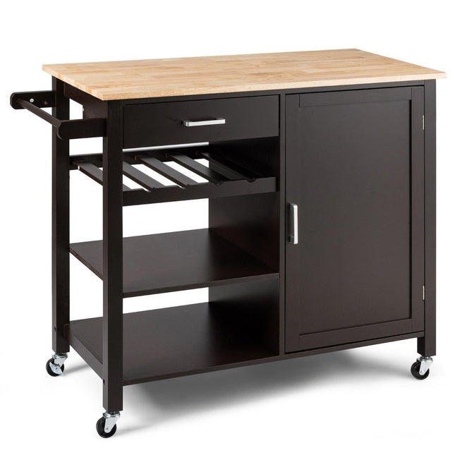 Küchenwagen mit Rollen Mobile Kücheninsel mit Schublade 100 x 48 x 90 cm braun