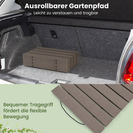 Chemin déroulant en PEHD I 242 cm I Largeur 43 cm I Résistant aux intempéries I Chemin de jardin déroulant pour jardin de mariage gris