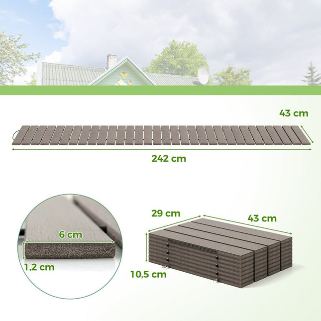 Chemin déroulant en PEHD I 242 cm I Largeur 43 cm I Résistant aux intempéries I Chemin de jardin déroulant pour jardin de mariage gris