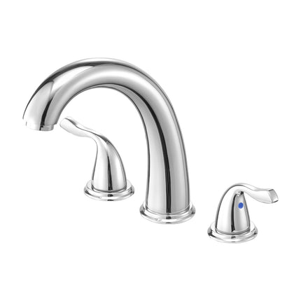 Roman Tub Faucet, 3-Hole Waterfall, Dual Handles, Silver