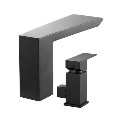 Roman Tub Faucet, 3-Hole Waterfall, Hand Shower, Matte Black