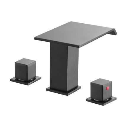 Roman Tub Faucet, Waterfall 3-Hole Deck Mount, Matte Black