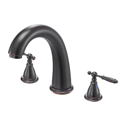 Roman Tub Faucet, Waterfall Deck Mount, 2-Handle Bronze