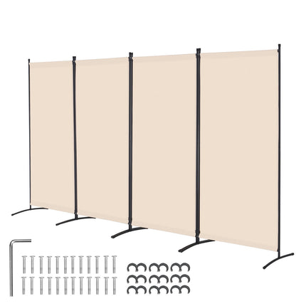 Room Divider, 4-Panel Folding Privacy Screen, Beige