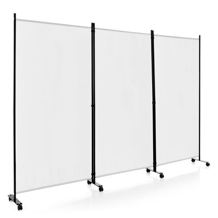 Cloison de séparation à roulettes, 3 panneaux, pliable, blanche, 180 cm