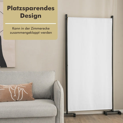 Cloison de séparation à roulettes, 3 panneaux, pliable, blanche, 180 cm