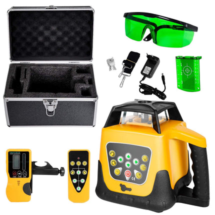 Rotary Laser Level Kit, Green Beam, 500m, IP54, Self-Leveling