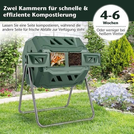 Composteur rotatif à double chambre, capacité de 160 L