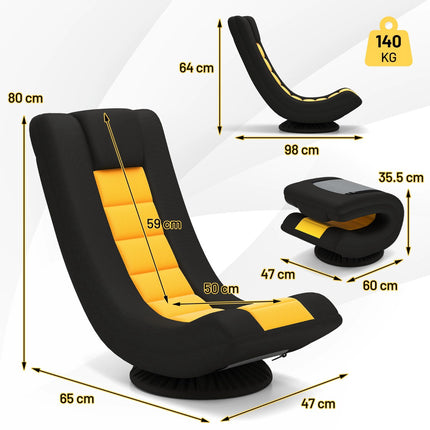 Fauteuil de sol pivotant avec dossier réglable, jaune