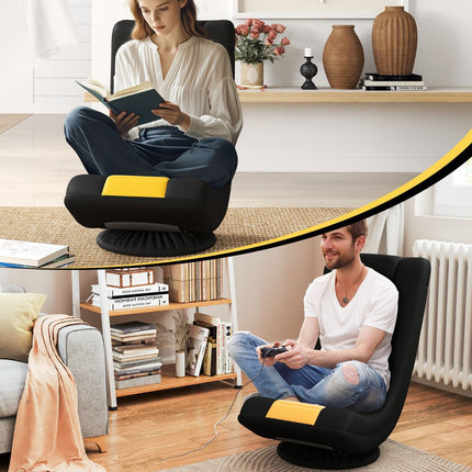 Fauteuil de sol pivotant avec dossier réglable, jaune