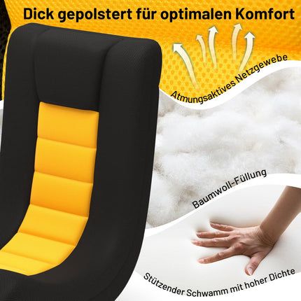 Fauteuil de sol pivotant avec dossier réglable, jaune