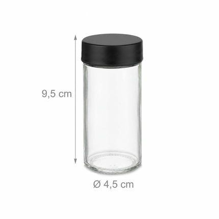 Rotating Spice Carousel with 12 Glass Shaker Jars, Bamboo, Matt Black