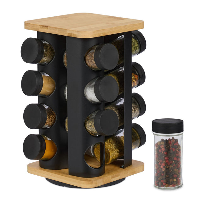 Étagère à épices rotative avec 16 pots - Acier inoxydable