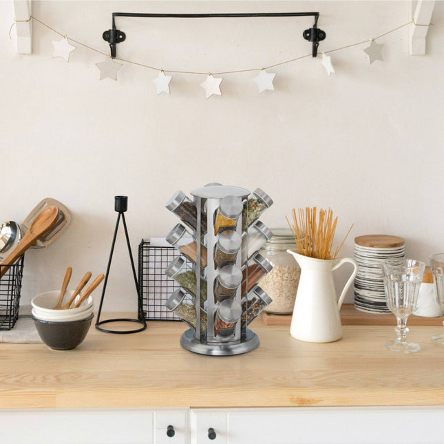 Étagère à épices rotative avec 16 pots à épices