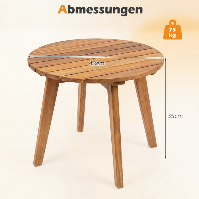 Table d'appoint ronde en bois d'acacia - Usage intérieur/extérieur