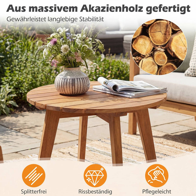 Table d'appoint ronde en bois d'acacia - Usage intérieur/extérieur