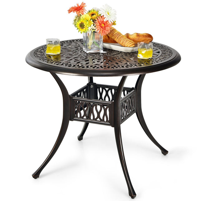 Runder Terrassentisch aus Aluminium mit Schirmloch, 90 cm