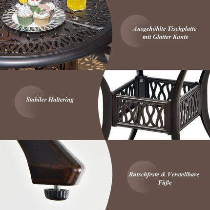 Runder Terrassentisch aus Aluminium mit Schirmloch, 90 cm