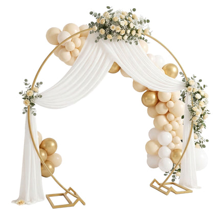 Round Balloon Arch Stand for Weddings and Birthdays, 210 x 240 cm, Gold