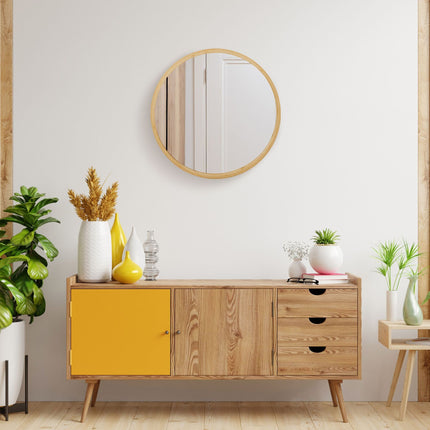 Runder Bambus-Wandspiegel 61 cm