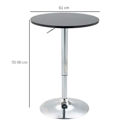 Verstellbarer runder Stehtisch, drehbarer Stahl, schwarz, Ø61cm