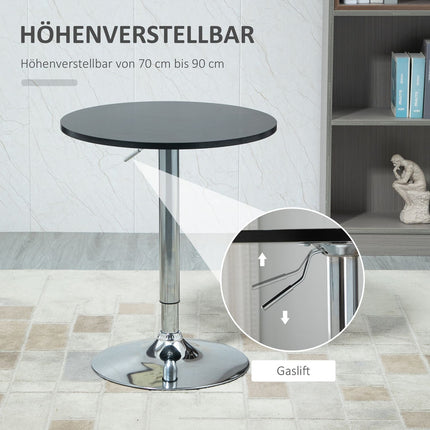 Verstellbarer runder Stehtisch, drehbarer Stahl, schwarz, Ø61cm
