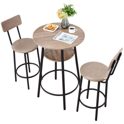 Round Bar Table Set, 3-Piece, Table and 2 Stools