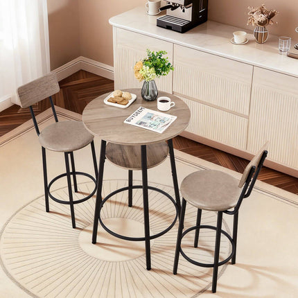 Round Bar Table Set, 3-Piece, Table and 2 Stools