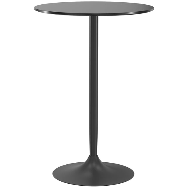 Table de bar ronde noire, MDF et acier, Ø70 x 102 cm