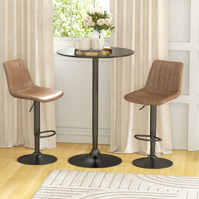 Table de bar ronde noire, MDF et acier, Ø70 x 102 cm