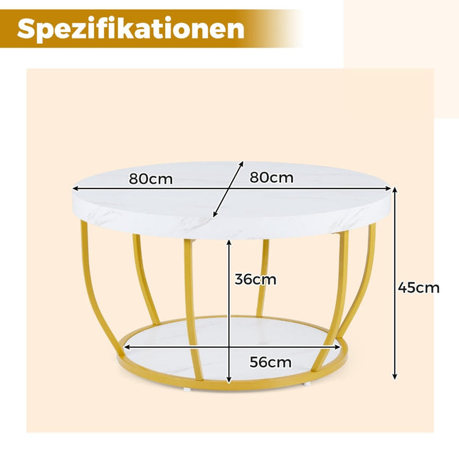 Table basse ronde à deux niveaux en bois avec structure en métal