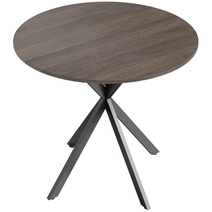 Runder Esstisch, 80 cm, Holzoptik, Metallbeine, Braun
