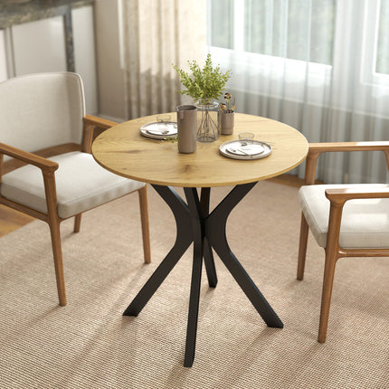 Table à manger ronde, design moderne, 78 x 78 x 75 cm, bois naturel