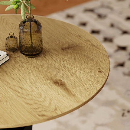 Table à manger ronde, design moderne, 78 x 78 x 75 cm, bois naturel