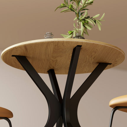 Table à manger ronde, design moderne, 78 x 78 x 75 cm, bois naturel