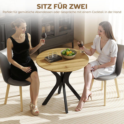 Table à manger ronde, design moderne, 78 x 78 x 75 cm, bois naturel