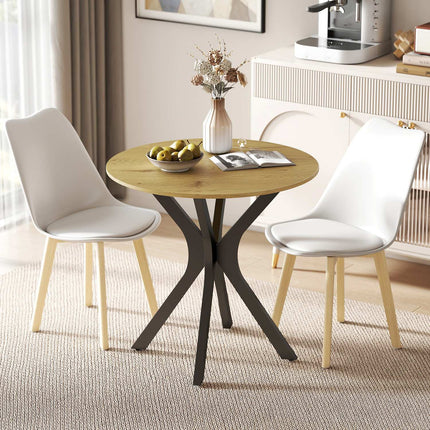 Table à manger ronde, design moderne, 78 x 78 x 75 cm, bois naturel