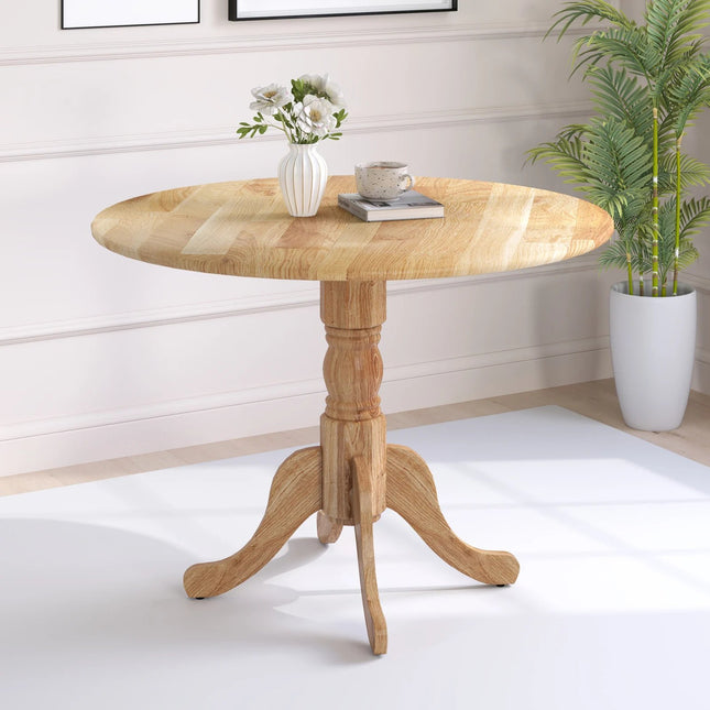 Runder Esstisch, Kautschukholz, 102 cm, 4 Sitzplätze