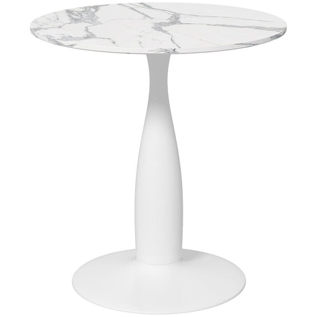 Runder Esstisch, weiße MDF-Platte, Stahlgestell, Ø70 cm