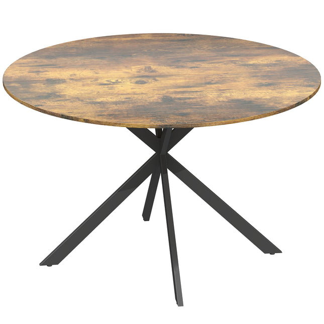 Table de salle à manger ronde, aspect bois, 4 couverts, pieds réglables