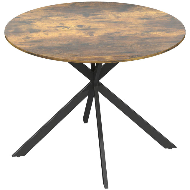 Table de salle à manger ronde, plateau aspect bois, 4 couverts, Ø100 cm