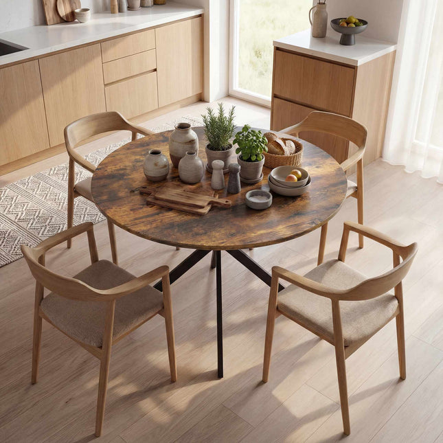 Table de salle à manger ronde, plateau aspect bois, 4 couverts, Ø100 cm