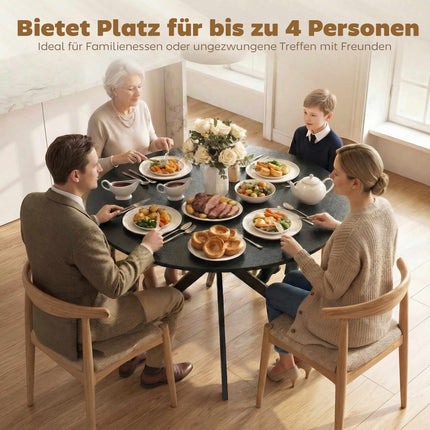 Runder Esstisch für 4 Personen, Industrial Style, Schwarz